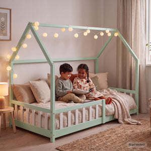 Kinderbed Hesel huisbed met uitvalbeveiliging [en.casa]