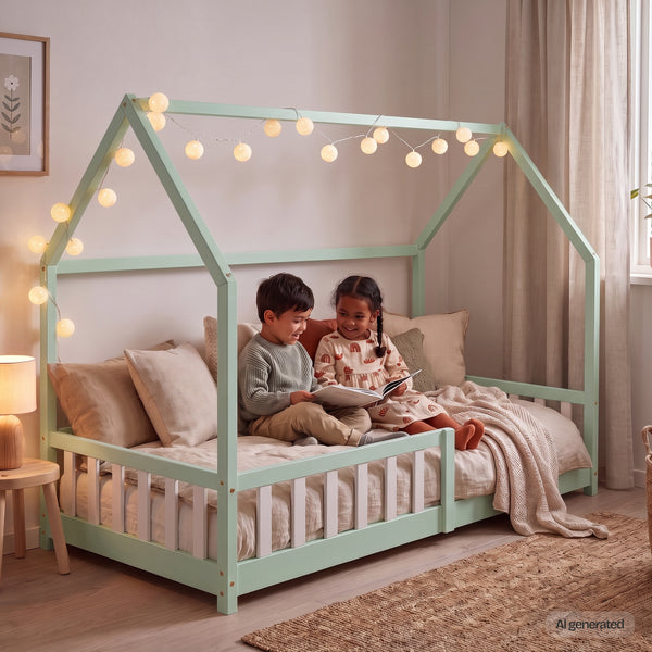Kinderbed Hesel huisbed met uitvalbeveiliging [en.casa]
