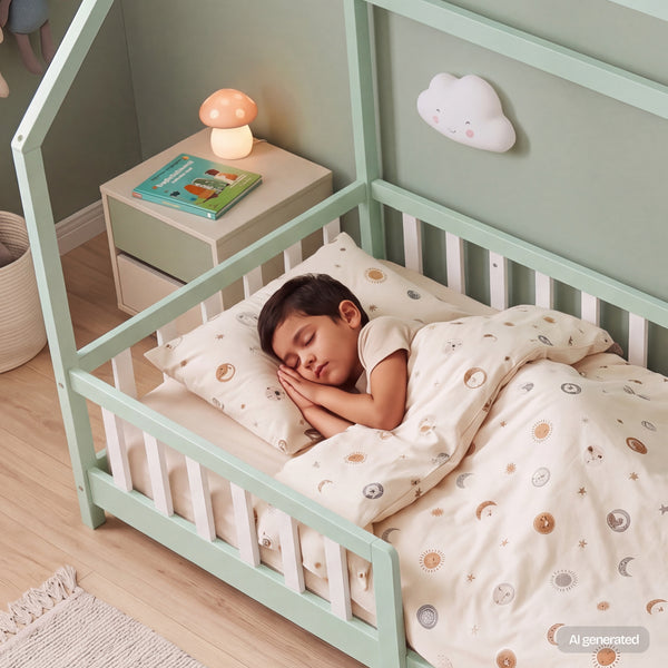 Kinderbed Hesel huisbed met uitvalbeveiliging [en.casa]