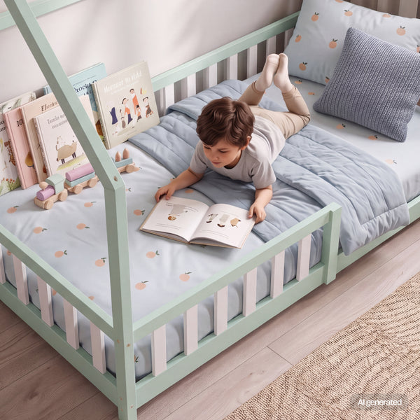 Kinderbed Hesel huisbed met uitvalbeveiliging [en.casa]