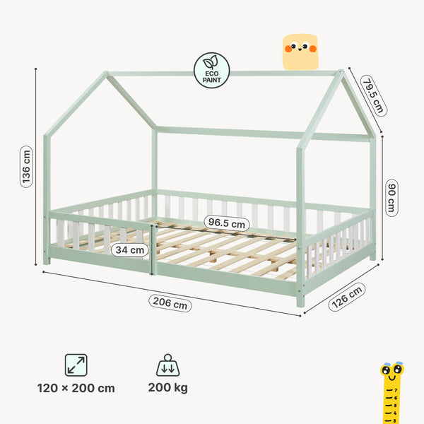 Kinderbed Hesel huisbed met uitvalbeveiliging [en.casa]