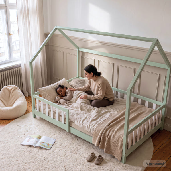 Kinderbed Hesel huisbed met uitvalbeveiliging [en.casa]