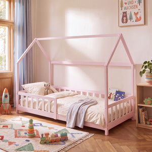 Kinderbed Hesel huisbed met uitvalbeveiliging [en.casa]