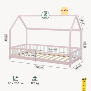 Kinderbed Hesel huisbed met uitvalbeveiliging [en.casa]