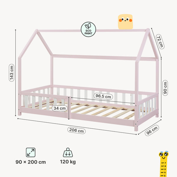 Kinderbed Hesel huisbed met uitvalbeveiliging [en.casa]