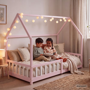 Kinderbed Hesel huisbed met uitvalbeveiliging [en.casa]