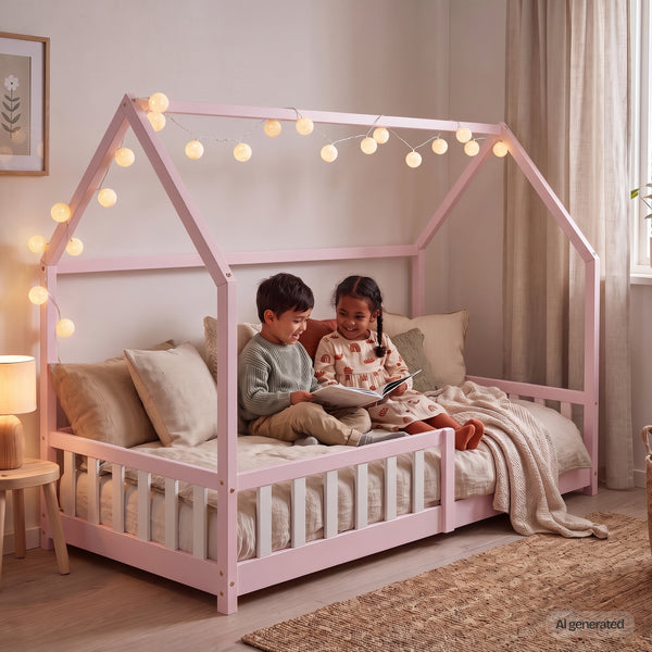 Kinderbed Hesel huisbed met uitvalbeveiliging [en.casa]