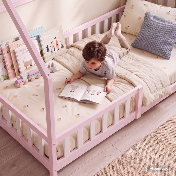Kinderbed Hesel huisbed met uitvalbeveiliging [en.casa]