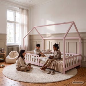 Kinderbed Hesel huisbed met uitvalbeveiliging [en.casa]