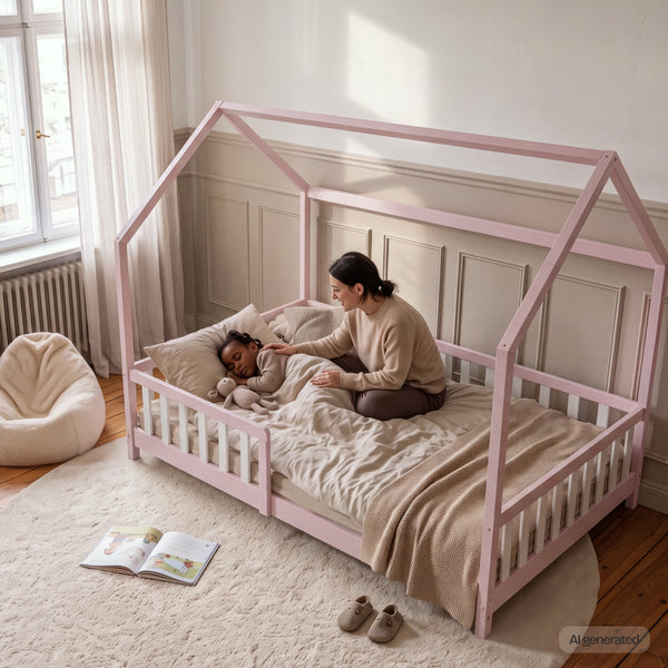 Kinderbed Hesel huisbed met uitvalbeveiliging [en.casa]