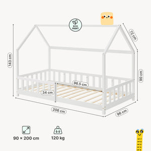 Kinderbed Hesel huisbed met uitvalbeveiliging [en.casa]