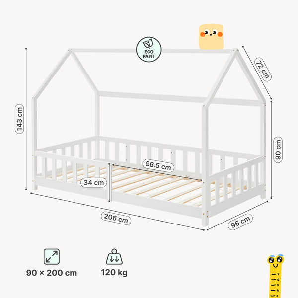 Kinderbed Hesel huisbed met uitvalbeveiliging [en.casa]
