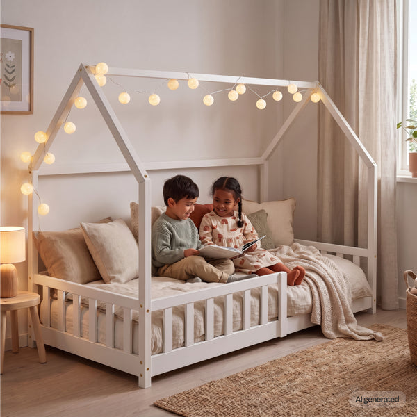 Kinderbed Hesel huisbed met uitvalbeveiliging [en.casa]