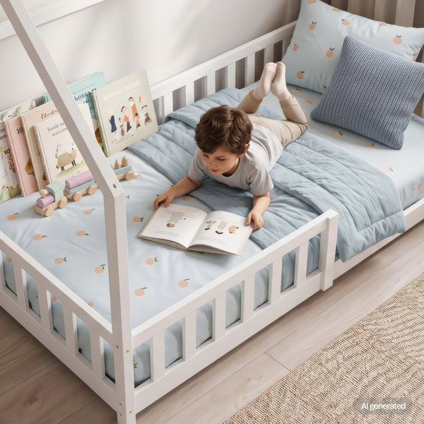 Kinderbed Hesel huisbed met uitvalbeveiliging [en.casa]