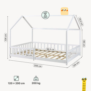 Kinderbed Hesel huisbed met uitvalbeveiliging [en.casa]