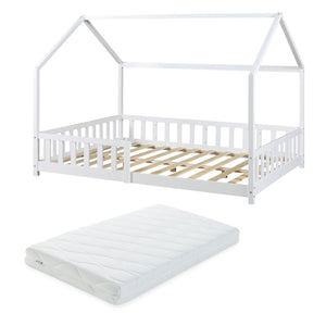 Kinderbed Hesel huisbed met matras en uitvalbeveiliging [en.casa] [neu.haus]
