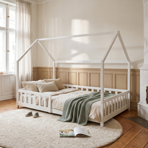 Kinderbed Hesel huisbed met uitvalbeveiliging [en.casa]