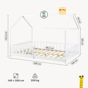 Kinderbed Hesel huisbed met uitvalbeveiliging [en.casa]