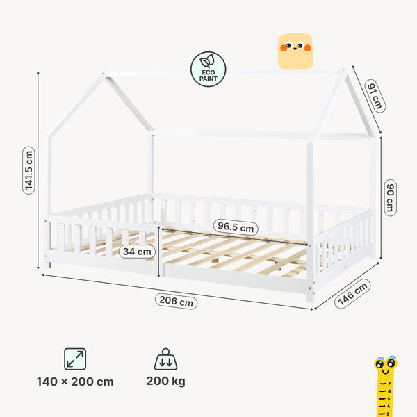 Kinderbed Hesel huisbed met uitvalbeveiliging [en.casa]