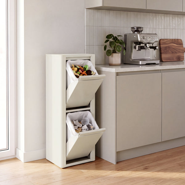 Poubelle de tri Vavall avec 2 compartiments 100 x 33 x 30 cm [en.casa]