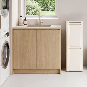 Poubelle de tri Vavall avec 2 compartiments 100 x 33 x 30 cm [en.casa]