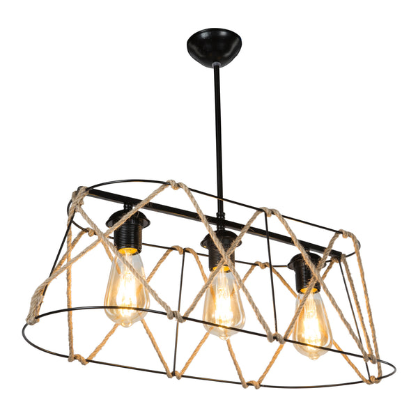 Suspension Harrogate en métal et corde de jute E27 [lux.pro] 