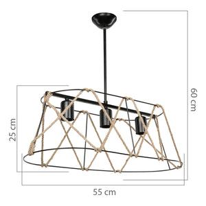 Suspension Harrogate en métal et corde de jute E27 [lux.pro] 