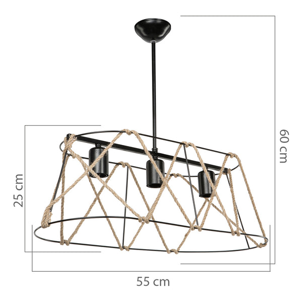 Suspension Harrogate en métal et corde de jute E27 [lux.pro] 