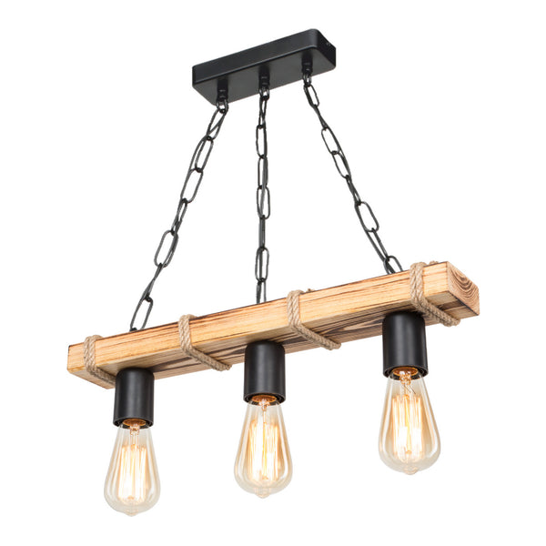 Suspension Hemel en métal bois corde de jute hauteur E27 [lux.pro]