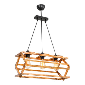 Suspension Kettering bois massif E27 noir / naturel [lux.pro]