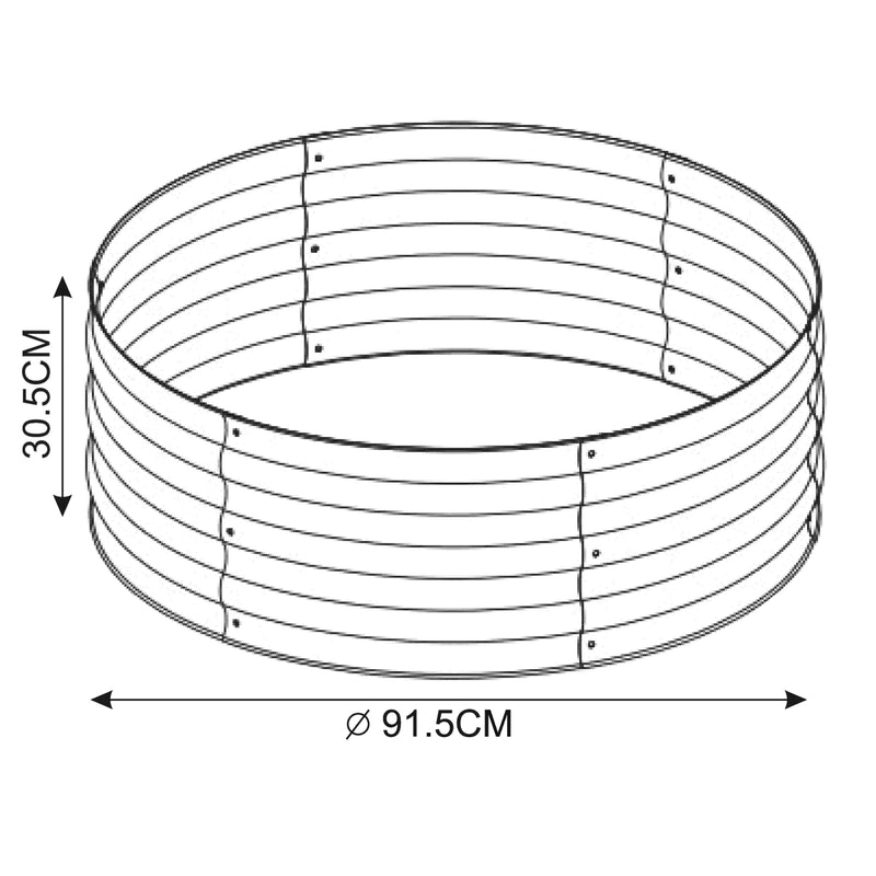 Croquis coté Jardinière surélevée Andrano acier galvanisé argent casa.pro