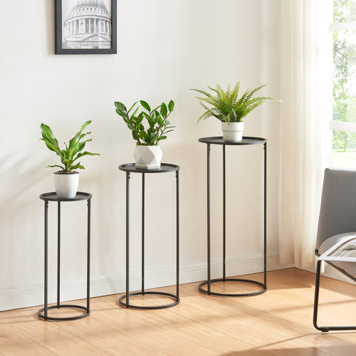 Support de plantes Nesodden lot de 3 métal noir [en.casa] - premiumXL