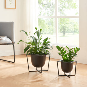 Plantenstandaard Nordmaling 2-delig Set Metaal Zwart [en.casa] - premiumXL