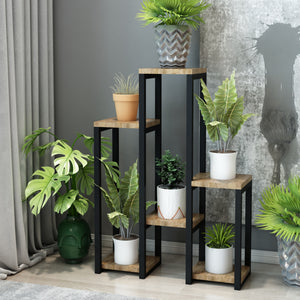 Plantenrek Rosenholm met 6 planken houtkleur [en.casa] - premiumXL
