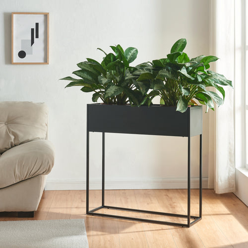 Plantenstandaard Joensuu 80x80x25 cm zwart [en.casa]