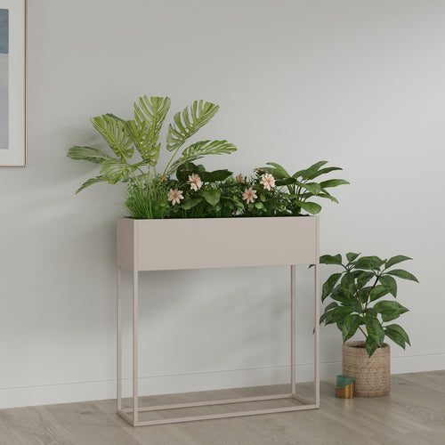 Porte-plantes surélevé Joensuu acier 80 x 80 x 25 cm noir [en.casa]