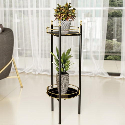 Support de fleurs Oulainen 79x28x28cm Noir/Or [en.casa] - premiumXL