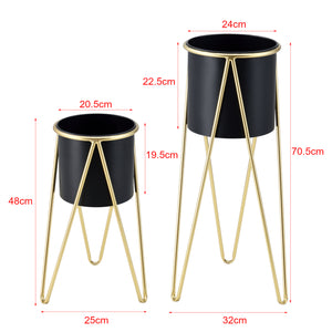 Set de 2 Supports de Plante Cache-pot Pot de Fleur Bac à Fleurs Vase Pieds Épingles à Cheveux Métal Tailles Différentes [en.casa] 