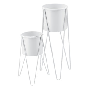 Set de 2 Supports de Plante Cache-pot Pot de Fleur Bac à Fleurs Vase Pieds Épingles à Cheveux Métal Tailles Différentes [en.casa] 