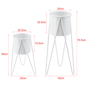 Set de 2 Supports de Plante Cache-pot Pot de Fleur Bac à Fleurs Vase Pieds Épingles à Cheveux Métal Tailles Différentes [en.casa] 