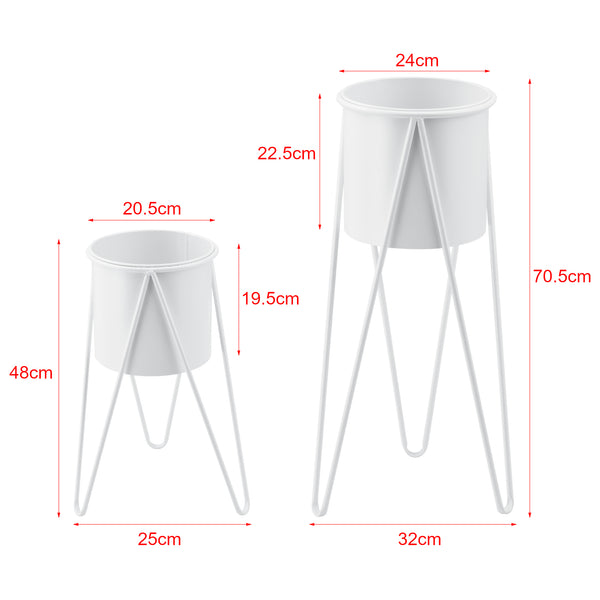 Set de 2 Supports de Plante Cache-pot Pot de Fleur Bac à Fleurs Vase Pieds Épingles à Cheveux Métal Tailles Différentes [en.casa] 