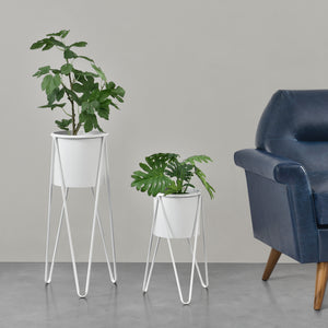 Set de 2 Supports de Plante Cache-pot Pot de Fleur Bac à Fleurs Vase Pieds Épingles à Cheveux Métal Tailles Différentes [en.casa] 