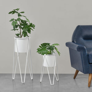 Set de 2 Supports de Plante Cache-pot Pot de Fleur Bac à Fleurs Vase Pieds Épingles à Cheveux Métal Tailles Différentes [en.casa] 