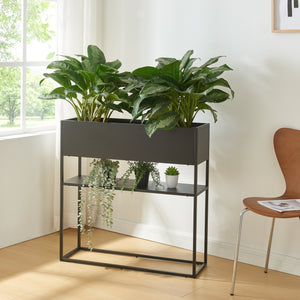 Porte-plantes surélevé Joensuu acier 80 x 80 x 25 cm noir [en.casa]