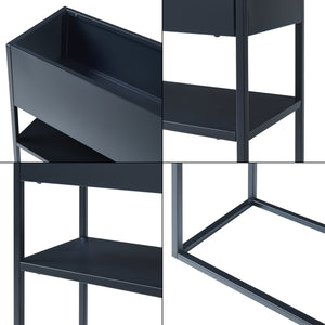 Porte-plantes surélevé Joensuu acier 80 x 80 x 25 cm noir [en.casa]