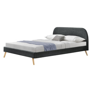 Lit Rembourré Robuste avec Sommier à Lattes Lit Double Solide Confortable Corium