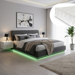 Tweepersoonsbed Tröstiar met matras en LED [en.casa]