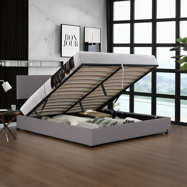 Lit coffre Juva rembourré avec velours côtelé Corium  