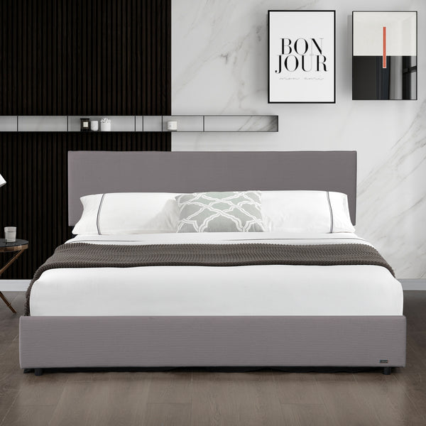 Lit coffre Juva rembourré avec velours côtelé Corium  