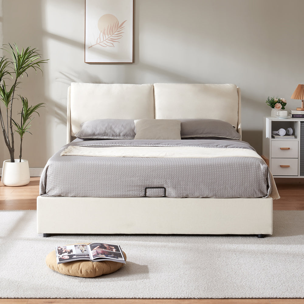 Lit double Lunner avec matelas à mousse froid [en.casa]